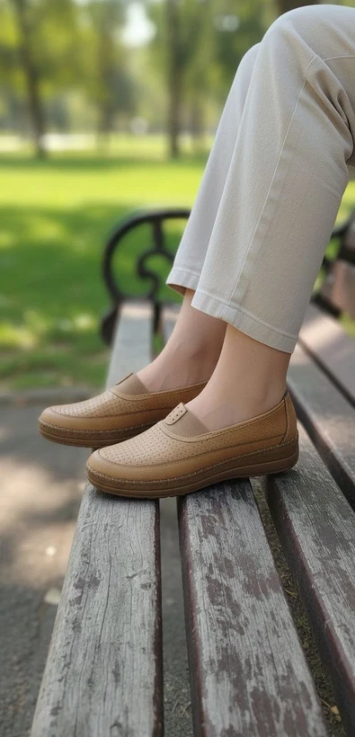 کفش طبی زنانه چرم با پد خارپاشنه طرح (p shoes 06)
