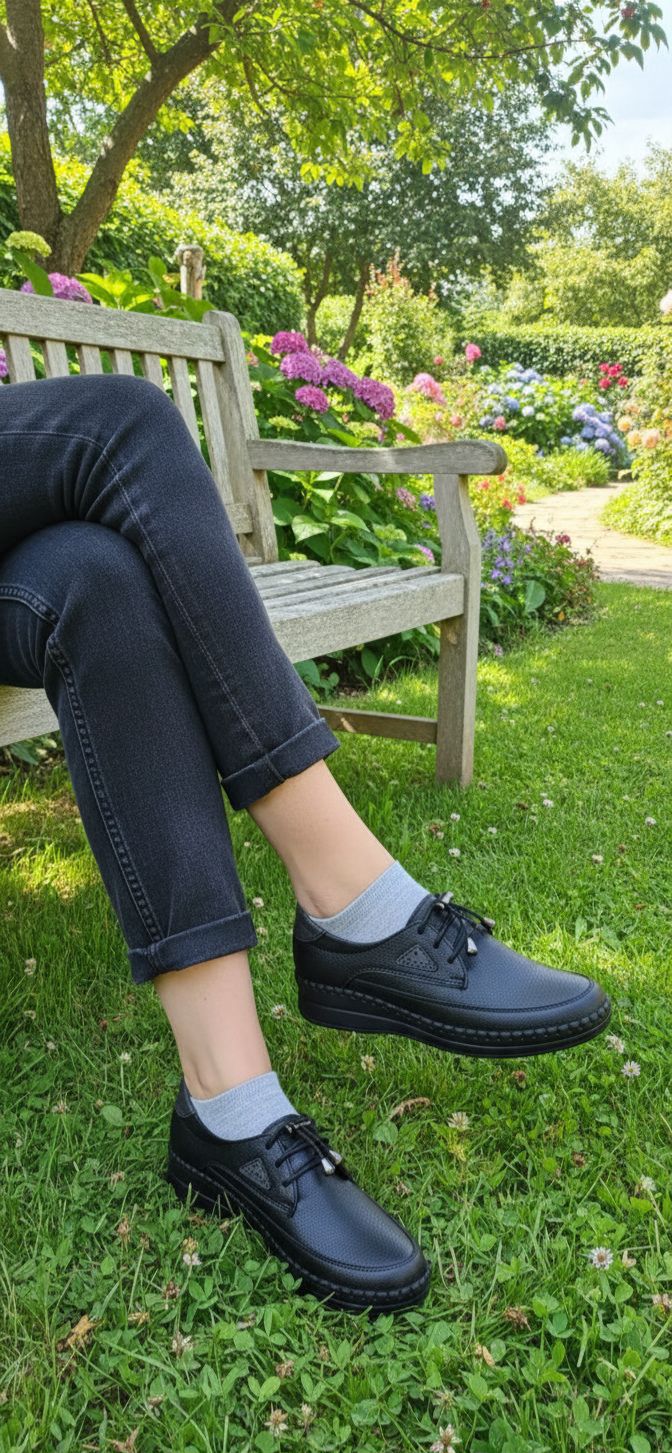 کفش طبی زنانه چرم بندی لئون طرح (p shoes02)