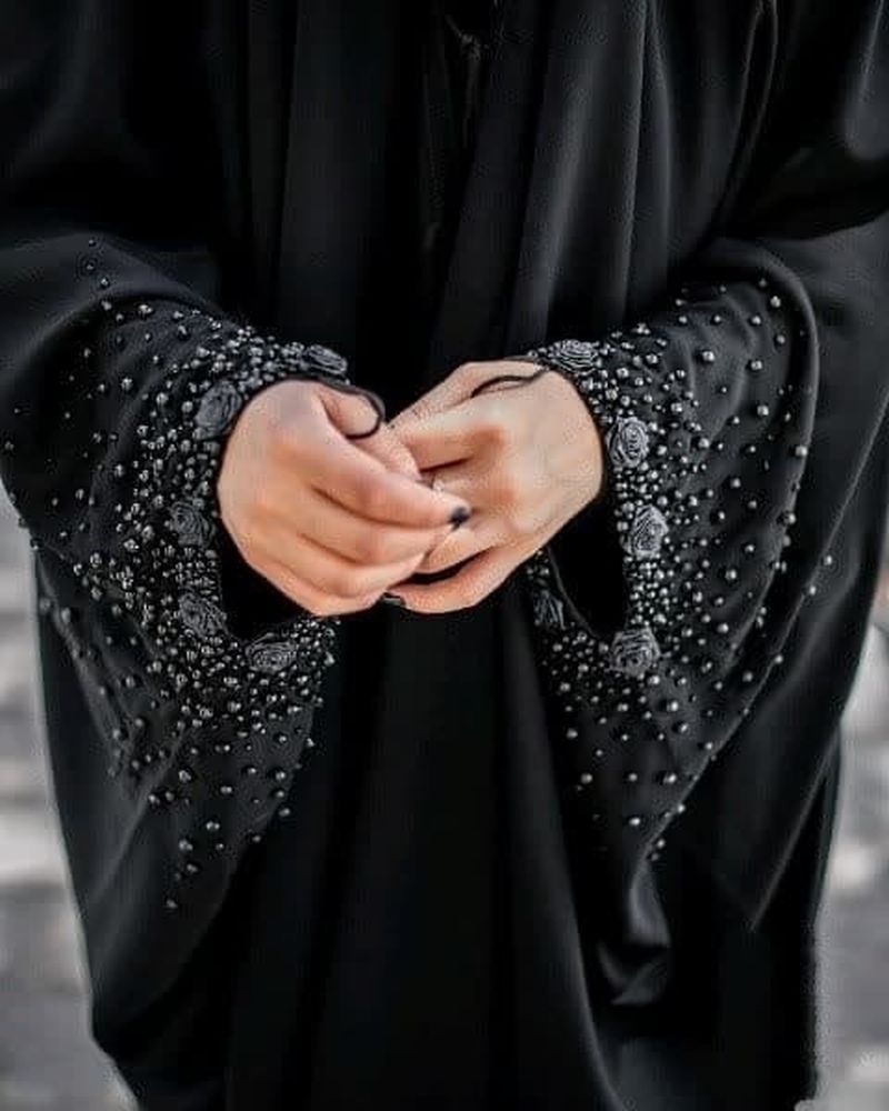 چادر مشکی عربی جواهردوزی بابونه کد 12063