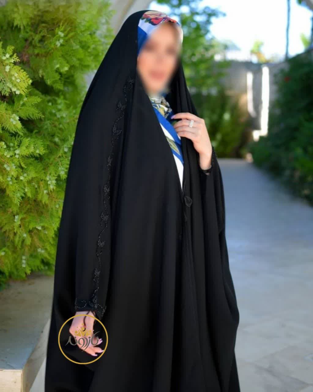 چادر مشکی عربی جواهردوزی پرند کد 12049