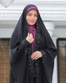 چادر مشکی عربی گلدوزی روشنا کد 12022