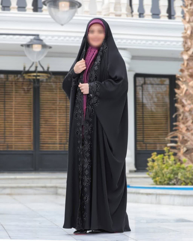چادر مشکی عربی گلدوزی روشنا کد 12022