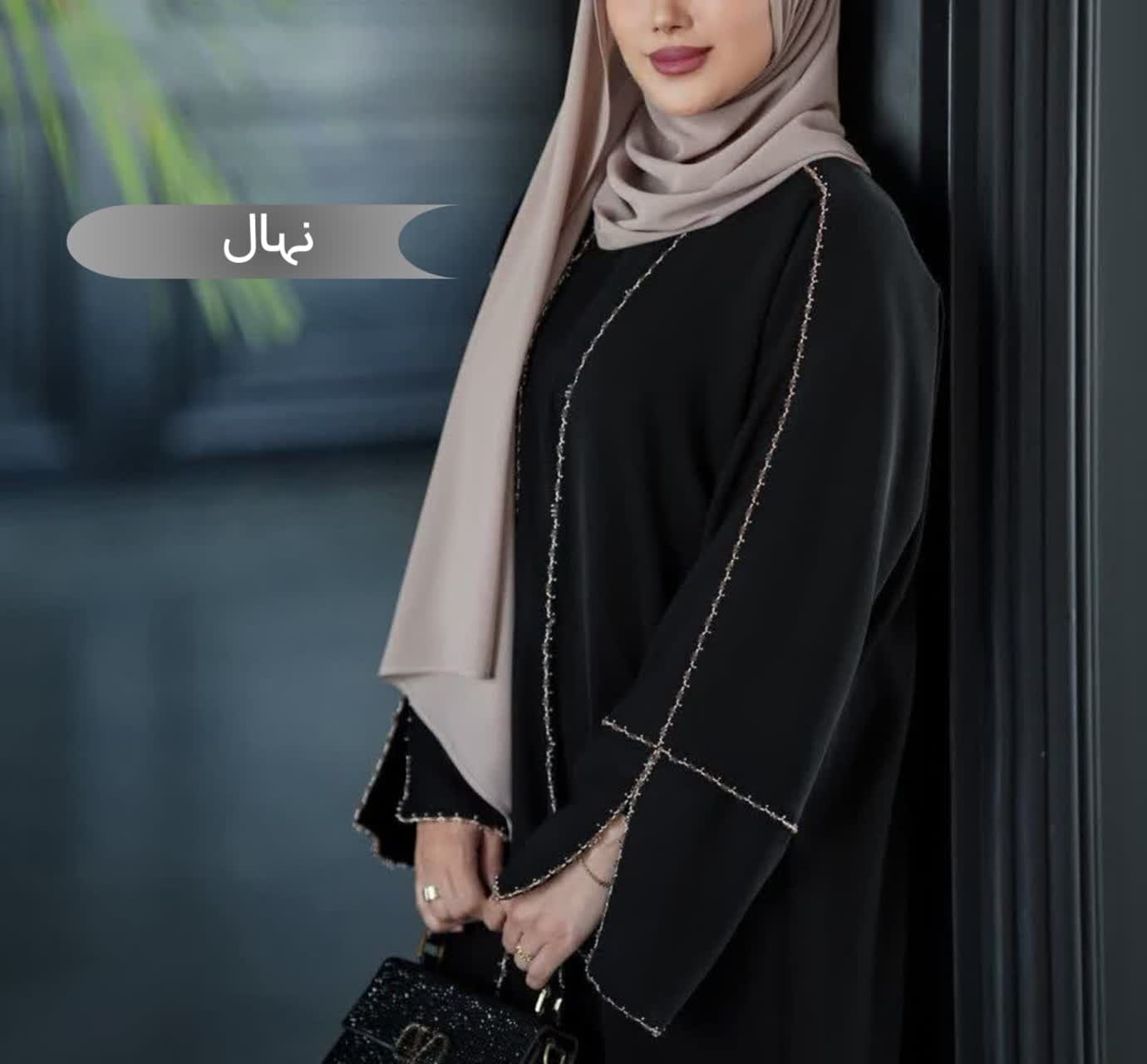 مانتو عبایی نهال مشکی کد 14041