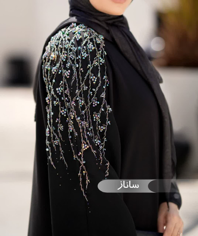 مانتو عبایی ساناز مشکی کد 14012