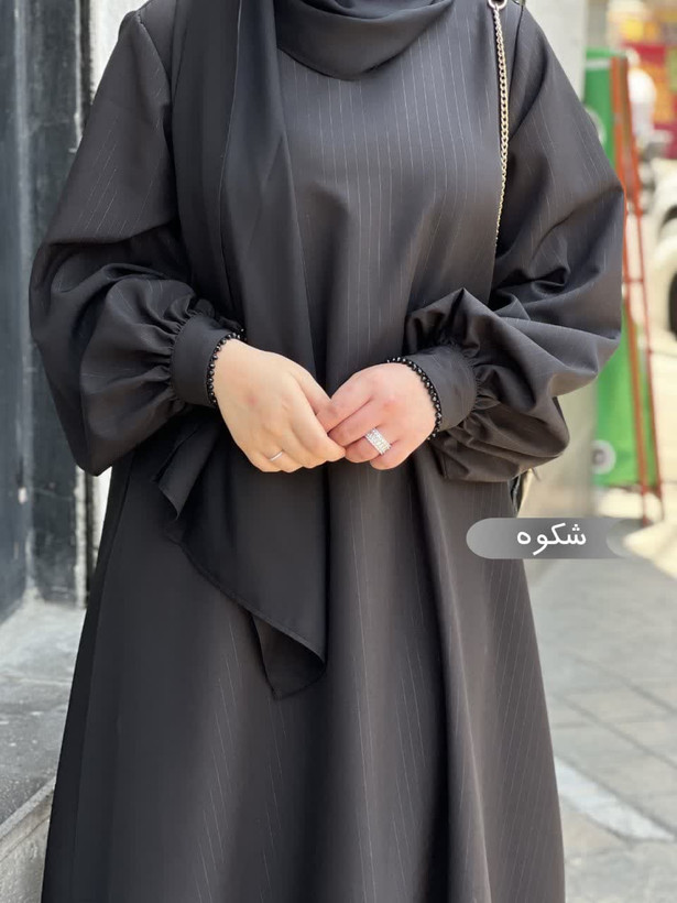 مانتو عبایی شکوه مشکی کد 1409