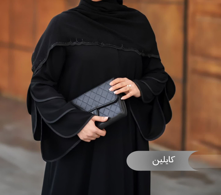 مانتو عبایی کایلین مشکی کد 1407