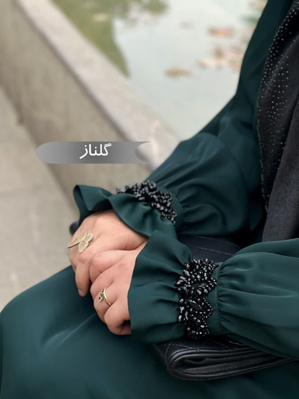 مانتو عبایی گلناز مشکی کد 1406