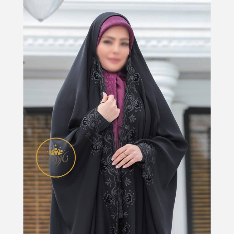 چادر مشکی جده گلدوزی طرح روشنا کرپ ( بسته 2 تایی عمده )